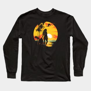 Girls surf better, summer surfing, sunset hunting v9 Long Sleeve T-Shirt